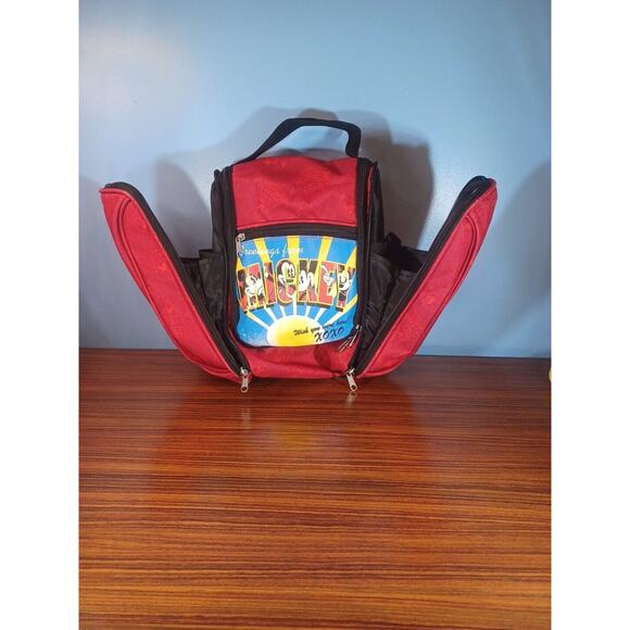 Disney Red Mickey Mouse Cooler Lunch Bag Family Size Multi Compartment Pockets - Picture 3 of 13